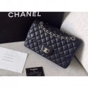 Chanel original quality Medium Classic Flap Bag 1112 black in caviar Leather with silver Hardware AQ03910