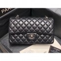 Chanel original quality Medium Classic Flap Bag 1112 black in sheepskin with silver Hardware AQ02233