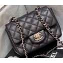 Chanel Original Quality Mini Classic Flap Bag 1115 in Caviar Leather Black with Silver Hardware AQ01703