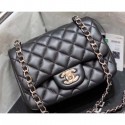 Chanel Original Quality Mini Classic Flap Bag 1115 in Sheepskin Black with Silver Hardware AQ00813