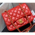 Chanel Original Quality Mini Classic Flap Bag 1115 in Sheepskin Red with Gold Hardware AQ04140