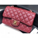 Chanel Original Quality Small Classic Flap Bag 1116 in Caviar Leather Burgundy with Gold Hardware AQ03642