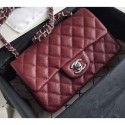 Chanel Original Quality Small Classic Flap Bag 1116 in Caviar Leather Burgundy with Silver Hardware AQ02761