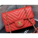 Chanel Original Quality Small Classic Flap Bag 1116 in Caviar Leather Chevron Red with Gold Hardware AQ04015