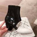 Chanel Patent Calfskin Mary Jane Open Ankle Short Boots G35431 White/Black 2020 Collection AQ01634