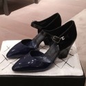 Chanel Patent Calfskin Mary Jane Pumps G35426 Black/Navy Blue 2020 Collection AQ02201