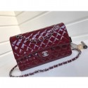 Chanel Patent Calfskin Medium Classic Flap Bag A1112 Burgundy（Silver Hardware） Collection AQ00940