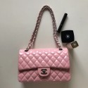 Chanel Patent Calfskin Medium Classic Flap Bag A1112 Pink(Silver Hardware) Collection AQ03135