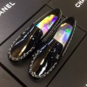 Chanel Patent Calfskin Rainbow Lining Chain Flat Loafers G35631 Black 2020 Collection AQ03961