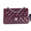 Chanel Patent Leather Small Classic Flap Bag A1116 Burgundy/Silver AQ04053