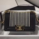 Chanel Pearl Calfskin Small Boy Flap Bag A67085 Black 2019 Collection AQ04254