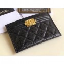 Chanel Pearl Caviar Leather Boy Card Holder Black 2018 AQ01013