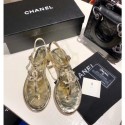 Chanel pearl CC Logo Thong Sandals G35692 GOLD 2020 AQ03628