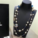 Chanel Pearl Long Necklace Peacock Blue 2019 Collection AQ00504