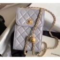 Chanel Pearl on Chain Phone Holder with Chain Bag AP1448 Gray 2020 AQ04268