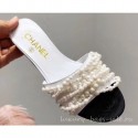 Chanel Pearls Mules Slipper Sandals White 2019 AQ03437