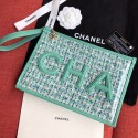 Chanel PVC and Tweed Large Pouch AP0360 Green 2019 Collection AQ02050