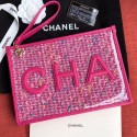 Chanel PVC and Tweed Large Pouch AP0360 Pink 2019 Collection AQ03790