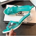 Chanel PVC Heel Mule Sandals Aquamarine 2019 AQ03045