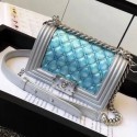 Chanel PVC/Iridescent Patent Small Boy Flap Bag Blue 2018 Collection AQ03611