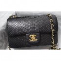 Chanel Python Classic Flap Small Bag A1116 Navy Blue AQ01636