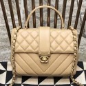 Chanel Quilted and Chevron Calfskin Flap Bag with Top Handle AS0804 Beige 2019 Collection AQ03345