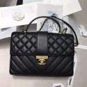 Chanel Quilted and Chevron Calfskin Large Flap Bag with Top Handle AS0712 Black 2019 Collection AQ01608