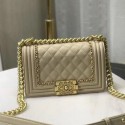 Chanel Quilted Calfskin Chain Small Boy Flap Bag A67085 Beige 2019 Collection AQ01700