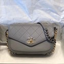 Chanel Quilted Calfskin Flap Bag AS0413 Gray 2019 Collection AQ03633