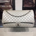 Chanel Quilted Calfskin Maxi Classic Flap Boarding Bag A91169 Light Gray 2020 Collection AQ00852