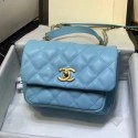 Chanel Quilted Calfskin Medium Flap Bag with Top Handle AS1155 Blue 2020 Collection AQ01820