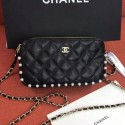 Chanel Quilted Calfskin Pearl Clutch with Chain Black 2020 Collection AQ01320