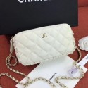 Chanel Quilted Calfskin Pearl Clutch with Chain White 2020 Collection AQ01889