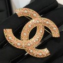 Chanel Quilted CC Pearls Brooch Gold/Pink 2019 Collection AQ01345