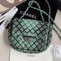 Chanel Quilted Denim Small Flap Bag Green 2020 Collection AQ03663