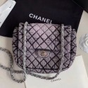 Chanel Quilted Denim Small Flap Bag Light Gray 2020 Collection AQ03852