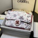 Chanel Quilted Fabric Snowflake Print Medium Flap Bag White 2020 Collection AQ02621