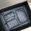 Chanel Quilted Grained Calfskin Pouch/Clutch AP1054 Black 2020 Collection AQ02807