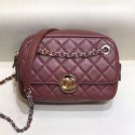 Chanel Quilted Grained Calfskin Round CC Metal Camera Bag AS6066 Burgundy 2019 Collection AQ02370