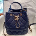 Chanel Quilted Grained Calfskin Small Drawing Bucket Bag AS0894 Blue 2019 Collection AQ02119