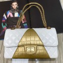 Chanel Quilted Lambskin and Crocodile Embossed Calfskin Medium 2.55 Flap Bag A37586 White 2019 Collection AQ03940