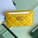 Chanel Quilted Lambskin Chain CC Card Holder AP0731 Yellow 2019 Collection AQ00799