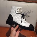 Chanel Quilted Lambskin Chain CC Lace-ups Short Boots G36424 White 2020 Collection AQ02261