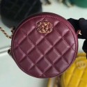 Chanel Quilted Lambskin Chain CC Round Clutch with Chain AP0725 Burgundy 2019 Collection AQ02758