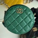 Chanel Quilted Lambskin Chain CC Round Clutch with Chain AP0725 Green 2019 Collection AQ03160