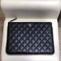 Chanel Quilted Lambskin Chain Trim Pouch AP0638 Black 2019 Collection AQ01302