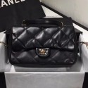 Chanel Quilted Lambskin Classic Medium Flap Bag with Top Handle AS1115 Black 2019 Collection AQ01290