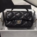 Chanel Quilted Lambskin Classic Small Flap Bag with Top Handle AS1114 Black 2019 Collection AQ04115