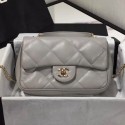 Chanel Quilted Lambskin Classic Small Flap Bag with Top Handle AS1114 Gray 2019 Collection AQ04010