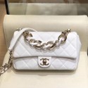 Chanel Quilted Lambskin Flap Bag with Resin Chain AS1353 White 2019 Collection AQ01808